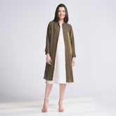 Jackie Set of 2 - Overlay & Dress - Olive & Ecru